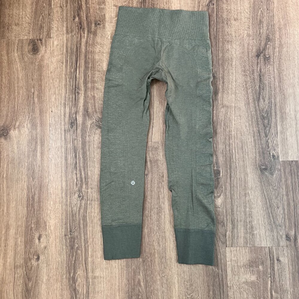 Lululemon Q5 Compression Leggings Olive Green Sz 4 - Picture 13 of 14